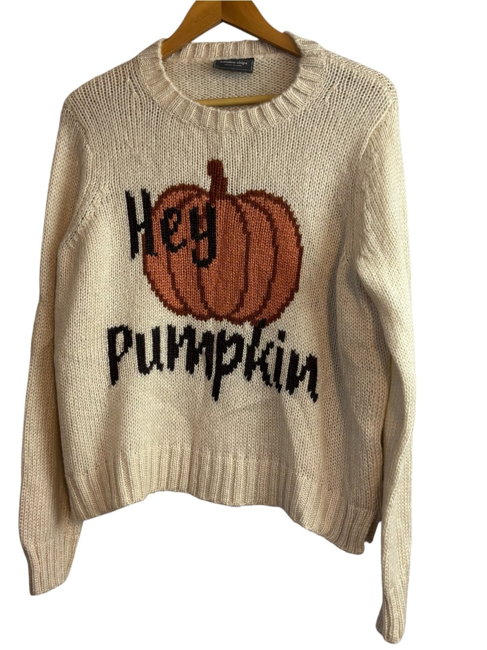 wooden ships hey pumpkin crew chunky alabaster wool blend sweater women’s S/M